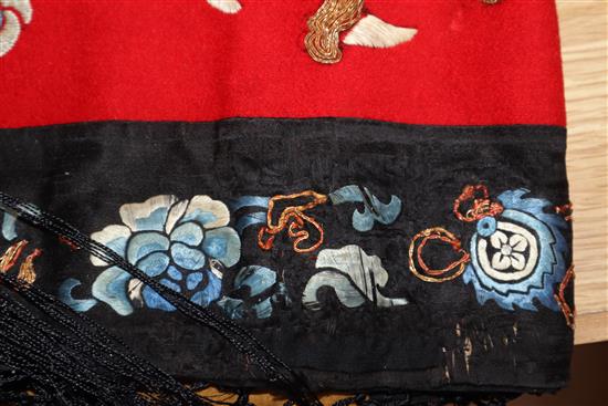 A Chinese embroidered silk dragon wall hanging, early 20th century